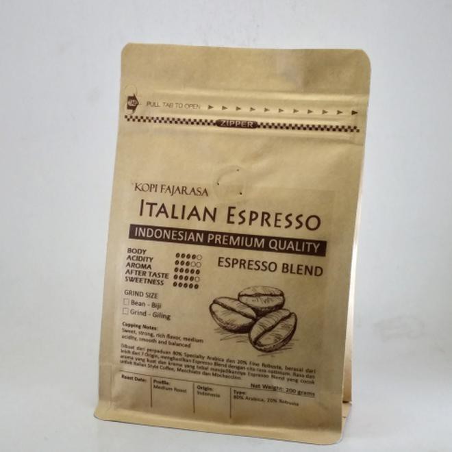 

Promo Akhir Tahun Kopi Fajarasa Italian Espresso Biji Kopi Espresso Blend 200 Gram Kode 892