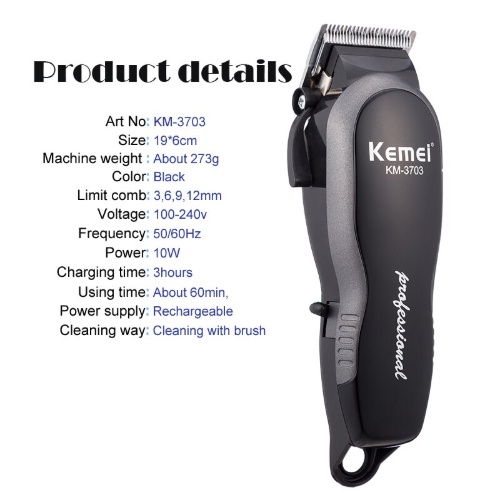 Kemei KM-3703 Alat Cukur Rambut Rechargeable Hair Switches KM 3703