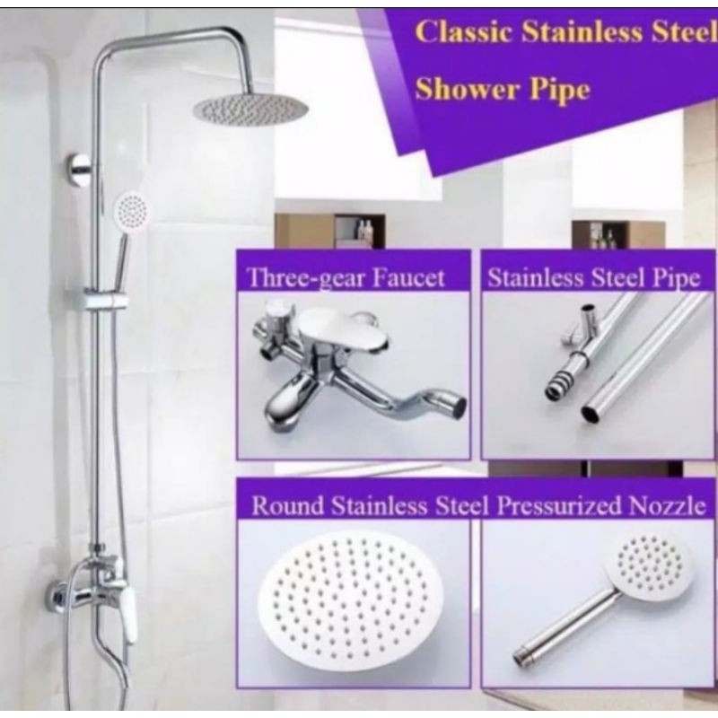 Shower tiang stainless panas dingin / tiang shower panas dingin stainless