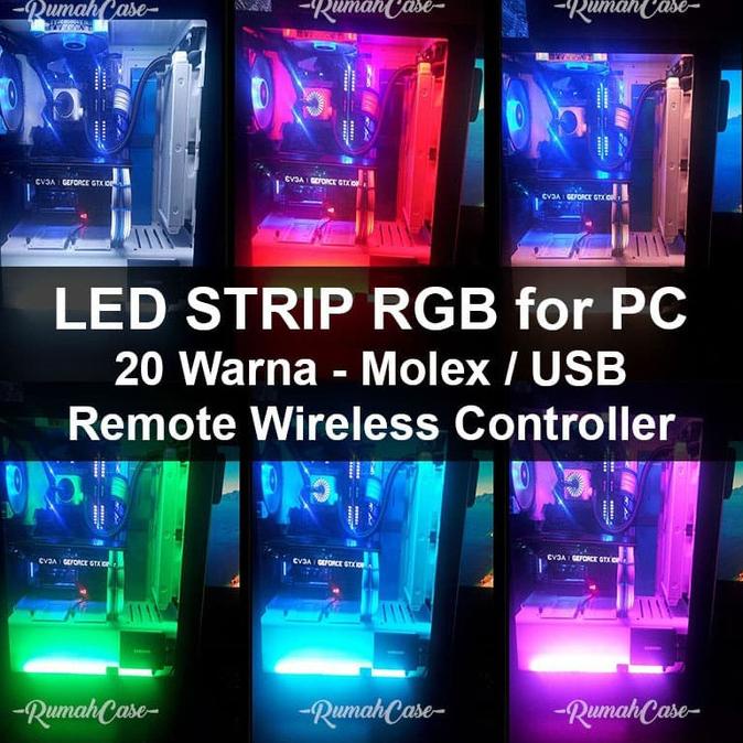 LED Strip RGB Molex USB remote Wireless pc gaming mod lampu komputer Ayo Beli