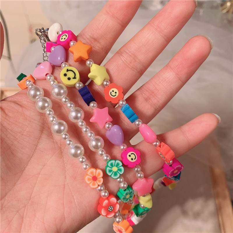 Kalung Choker Rantai Manik-Manik Mutiara Warna-Warni Untuk Wanita