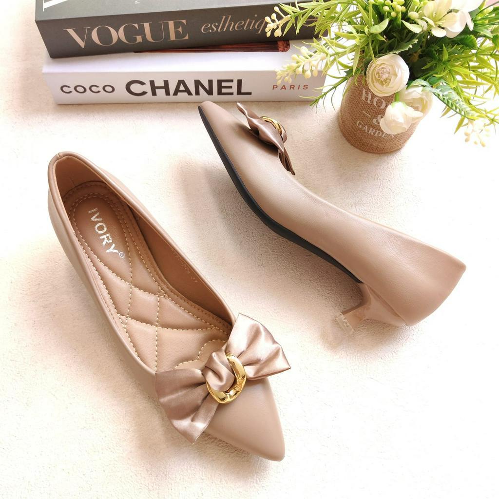 IVORY Sepatu Wanita Kitten Heels Import Pita 4cm IV35-P78