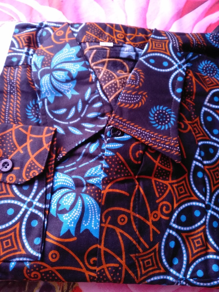 Atasan Batik Pria Lengan Panjang Kenongo Hem Padi Pekalongan M L Xl
