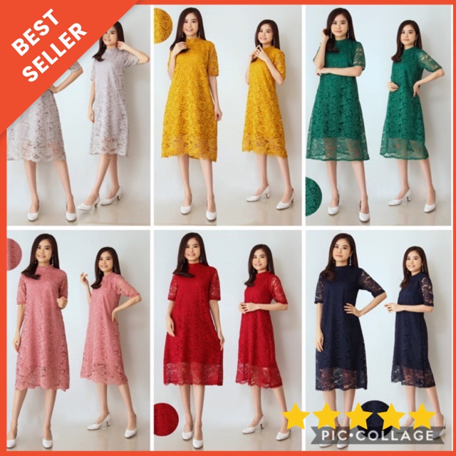 Dress Natal Brukat Mini Size S-L /Dres Pesta Murah By KYl/Dres Kekinian 2021