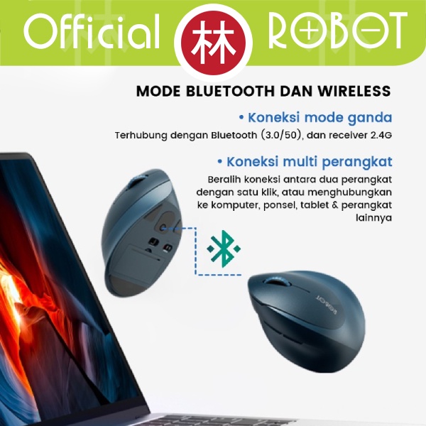 Robot Guru Master 1 Mouse Wireless Bluetooth Ergonomic 2.4G Dual Mode