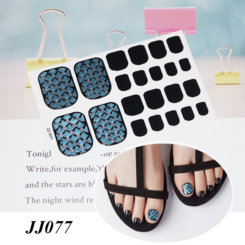Jj061-080 22pcs/lembar Stiker Kuku Kaki Palsu 3d Diy