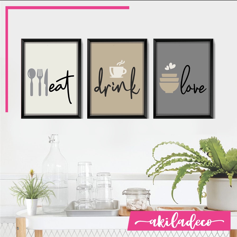 EPL 05 - Hiasan Dinding Dapur Wall Decor Kitchen Eat Drink Love Modern Minimalis