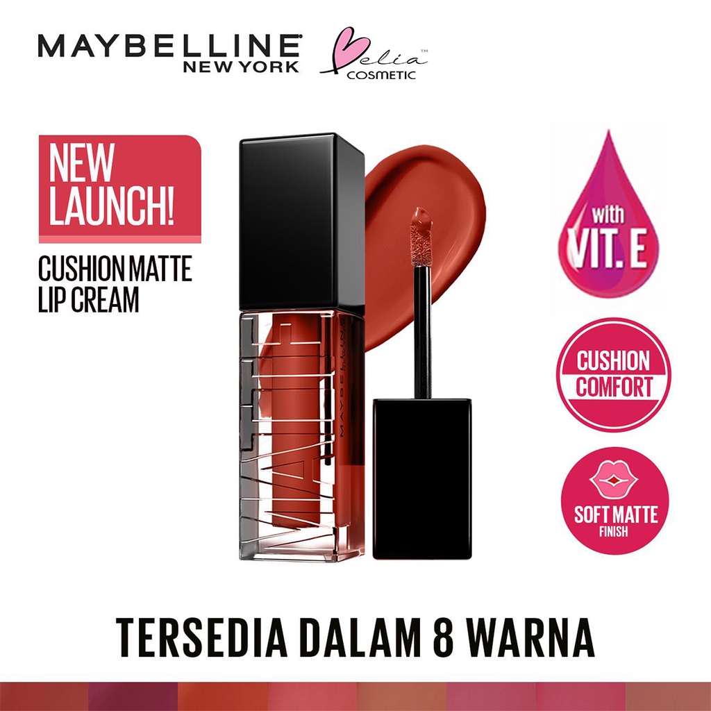 ❤ BELIA ❤ MAYBELLINE Cushion Mattes Lip Cream | Lip Matte | Lipstick | Matte Finish | Waterproof |  Lipstick Soft Velvet Finish Lembut &amp; Ringan BPOM