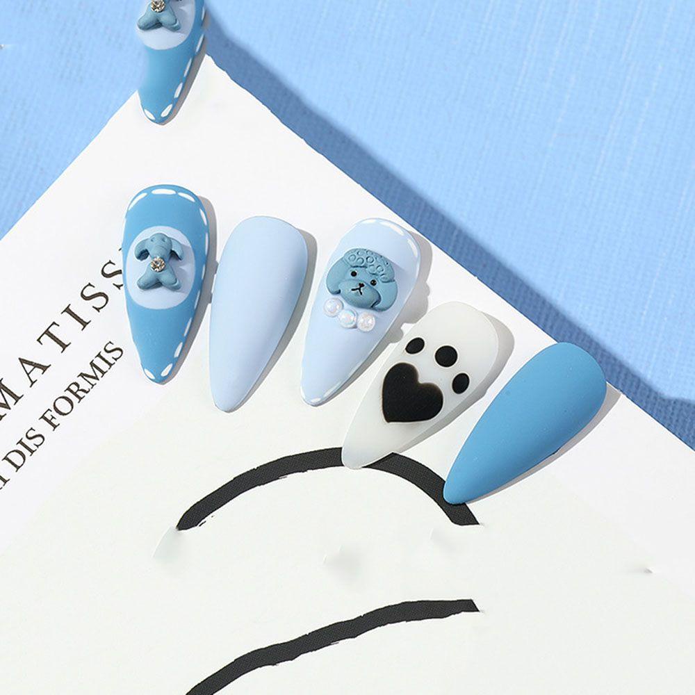 AUGUSTINA Agustinina Nail Art Berlian Resin Bentuk Hewan Lucu Kepala Anjing DIY Perhiasan Nail Art