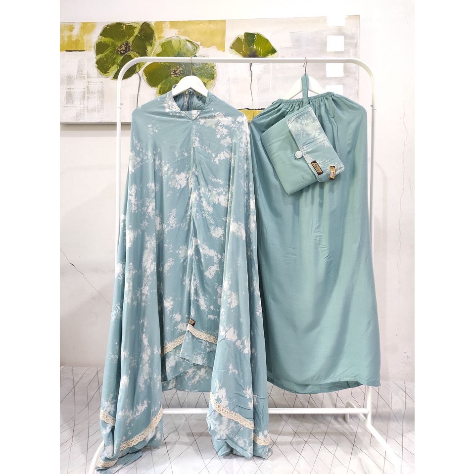 Mukena Tie Die Dewasa Nur Asia Blue Mint