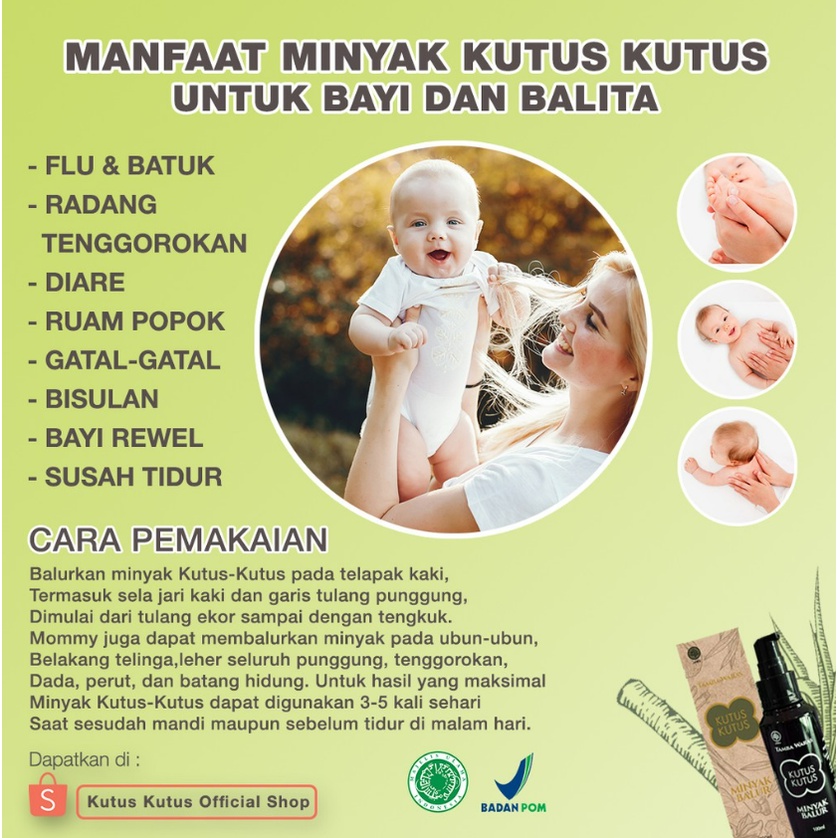 Minyak Kutus Kutus Herbal Organic - 100ml Tamba Waras Bali 100% Original CBKS