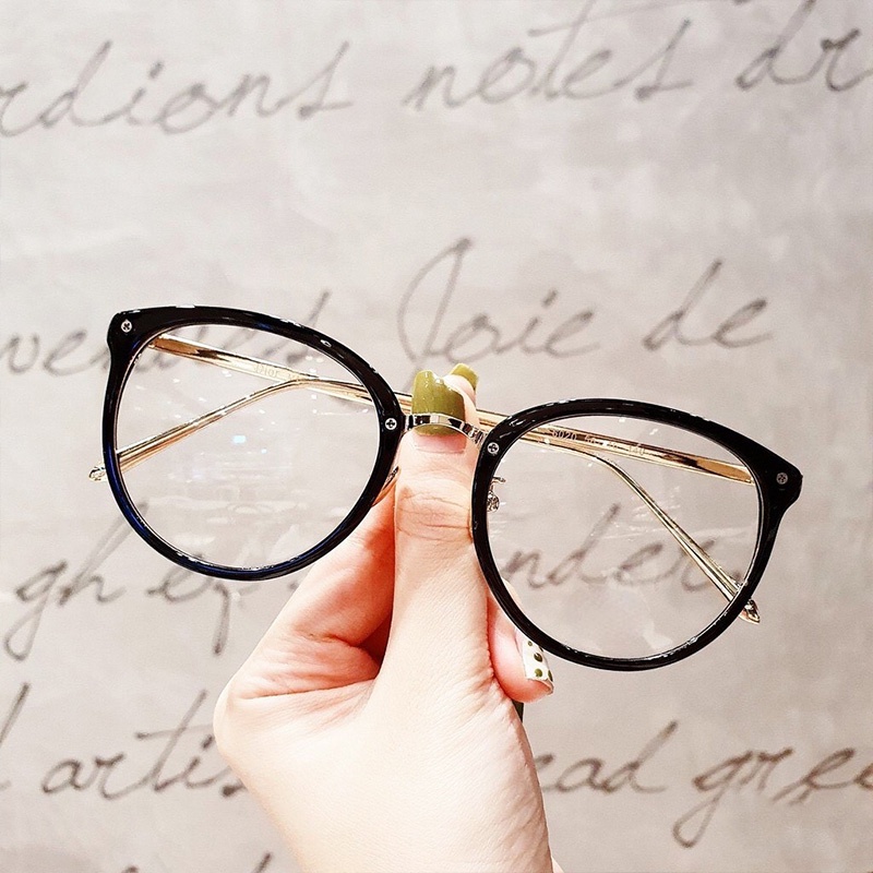 Kacamata Retro Leopard Wanita Mata Kucing Anti Radiasi Fashion Korea Cat Eye Eyeglasses ANTOP-Hitam