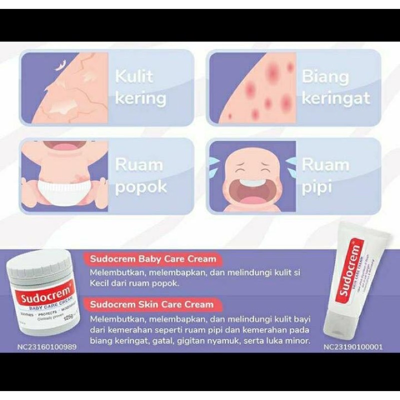 Sudocrem Baby Care Cream - Sudocrem Cream Bayi Iritasi Kulit - Krim Bayi dan Pelembut Kulit Bayi