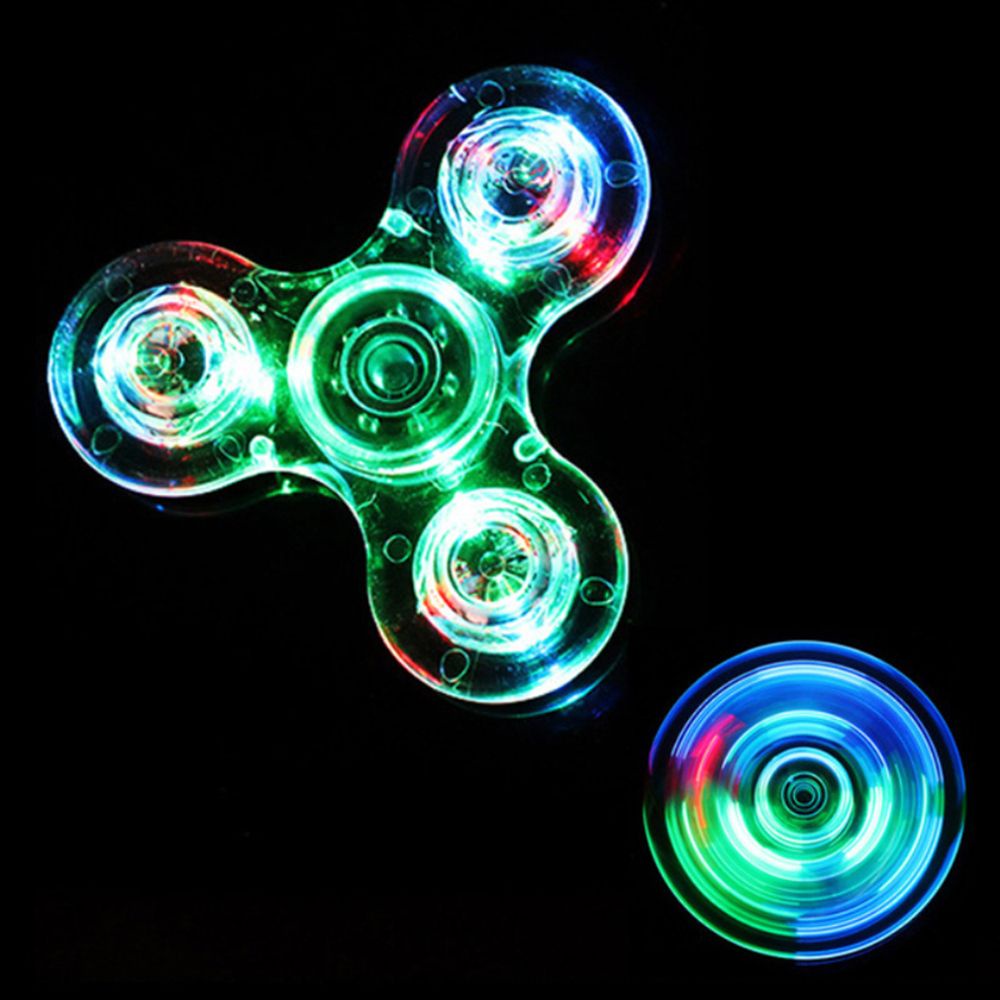 Quinton 1pc Mainan Fidget Spinner Transparan Dengan Lampu Led Glow In The Dark Untuk Anak / Dewasa