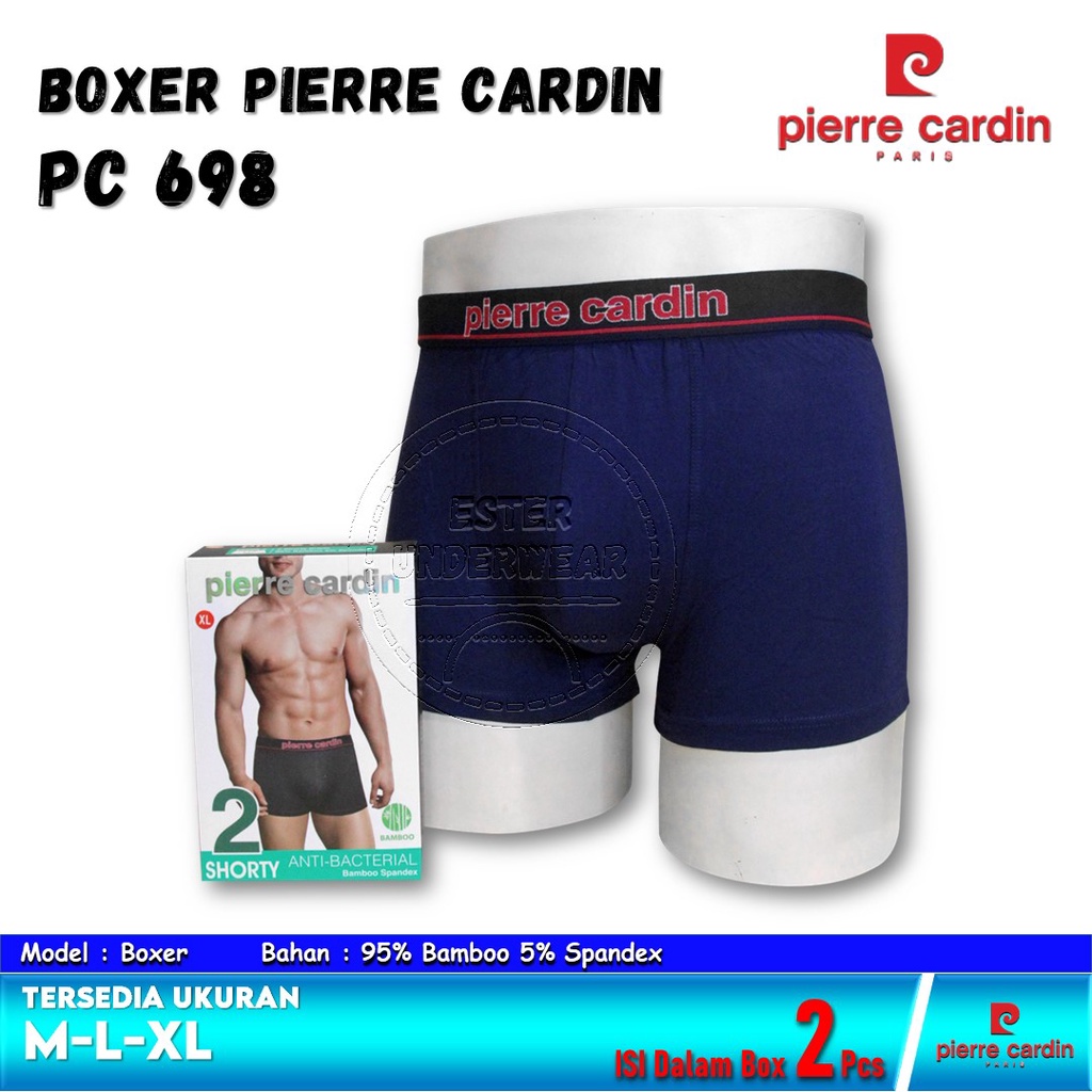 Pierre Cardin Boxer Pria Bahan Bamboo Spandex PC 698 Isi-2Pcs/pack