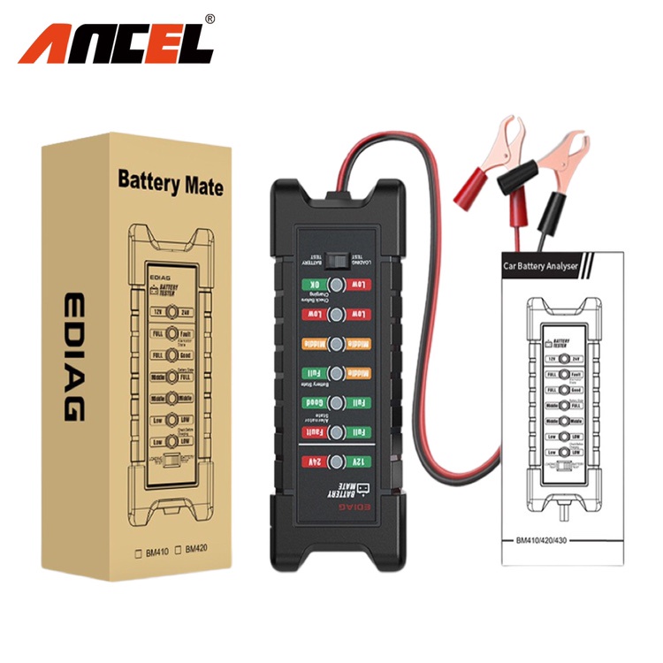 ANCEL BM310 &amp; BM410 Battery Mate 12V &amp; 24V Digital Car Battery Tester Car Battery Test Car Battery Analyzer Alternator Automotive Battery Checker Car Battery Testing Tool Motorcycle Battery Tester Truck Battery Tester OBD 2 Diagnostic Tool