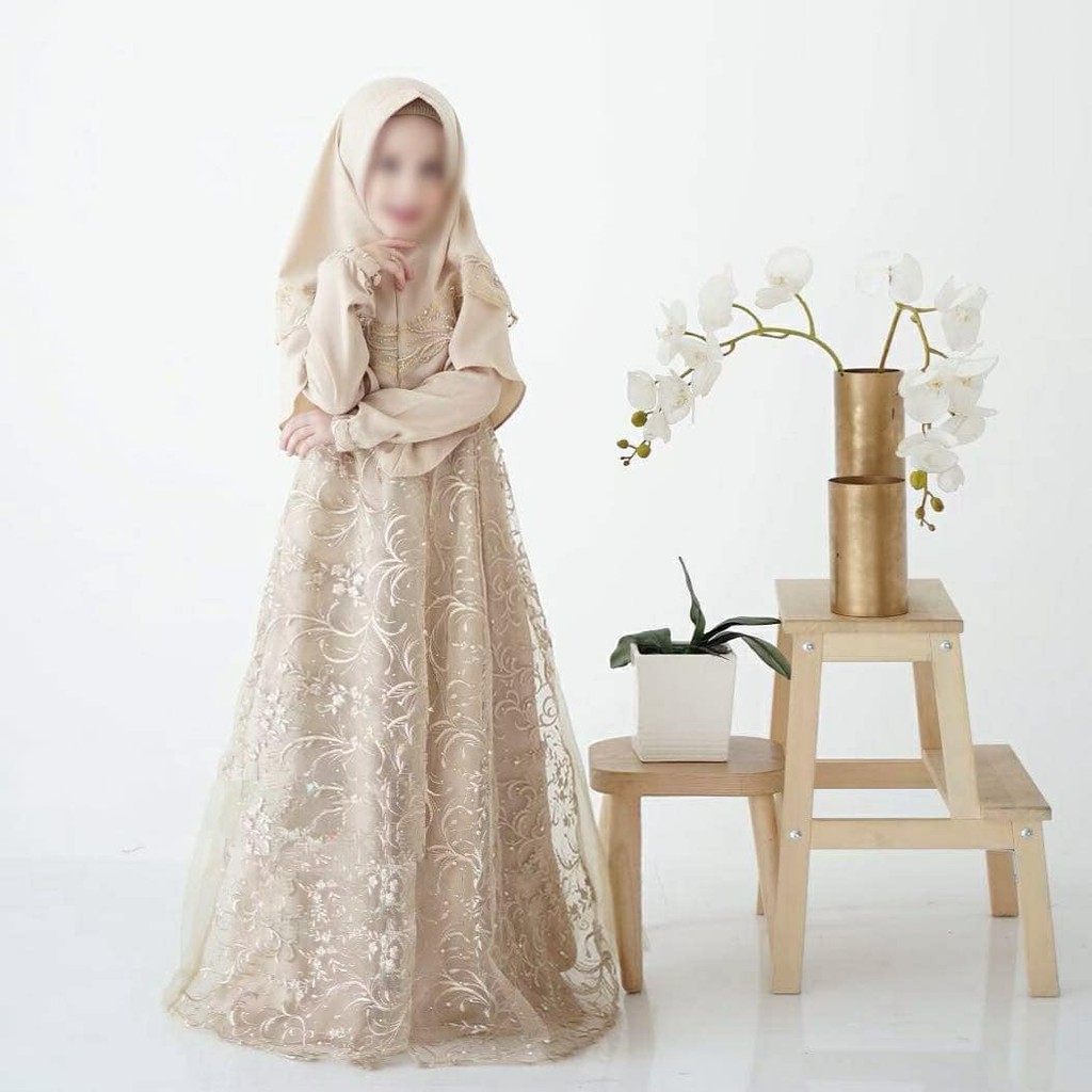 TERBARU HAWWA PLUS KERUDUNG Gamis brokat anak usia 7 8 9 tahun Model terbaru 2021