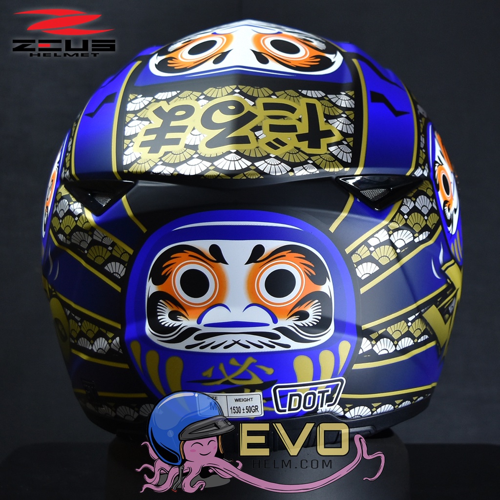 HELM ZEUS FULL FACE MBLK AL35 BLUE - FREE SMOKE VISOR ZEUS ORIGINAL ( ONGKIR 2KG )