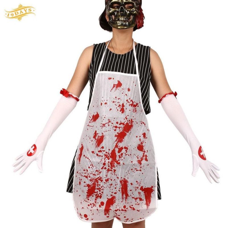 BLOODY APRON VELEMEK BERCAK DARAH BERDARAH HALLOWEEN PRANK COSPLAY COSTUM RUMAH HANTU PROPERTI BLAP