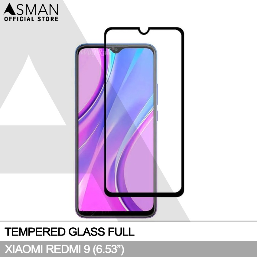 Tempered Glass Full Xiaomi Redmi 9 (6.53&quot;) | Anti Gores Kaca - Hitam