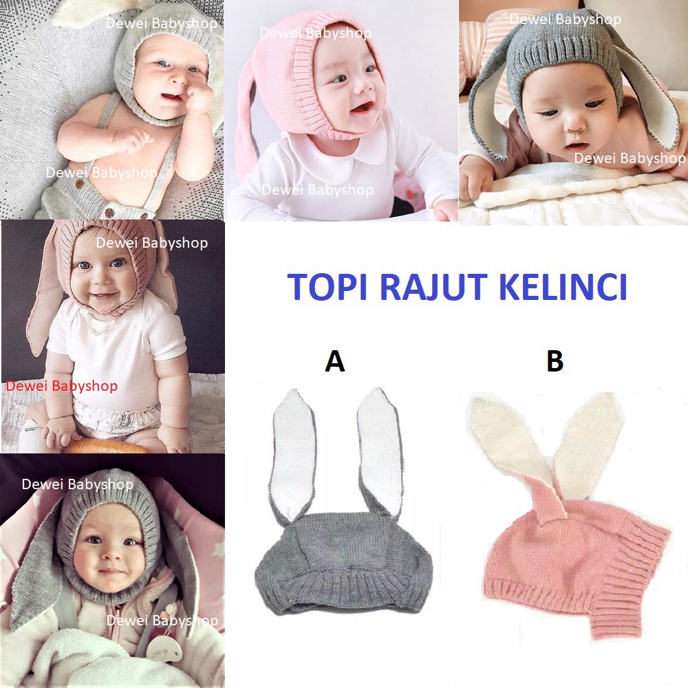 Topi Rajut Kelinci Anak Bayi ( Knitted Rabbit Baby Hat )