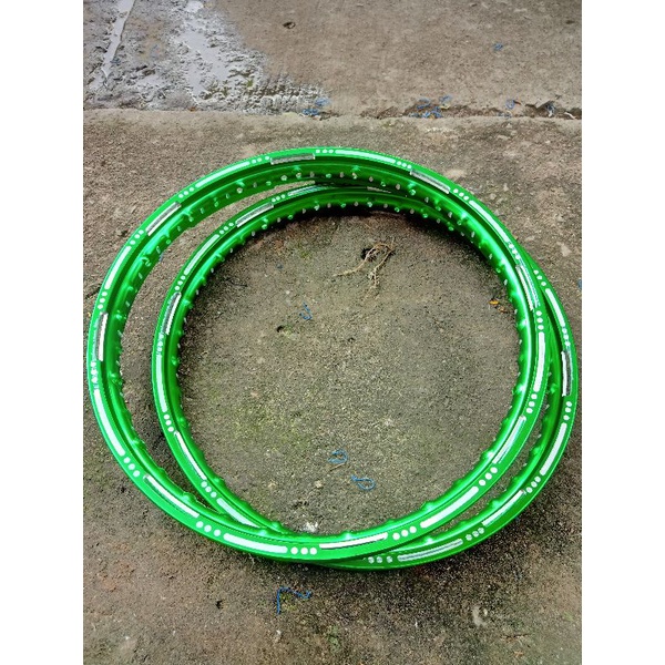 Velg hijau coak bolong custum uk 140 ring 17sepasang