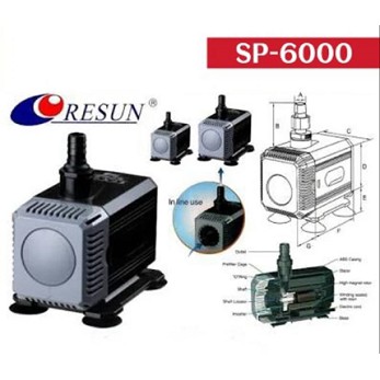 RESUN SP-6000 Pompa Air Celup Kolam Ikan Aquarium Hidroponik SP6000