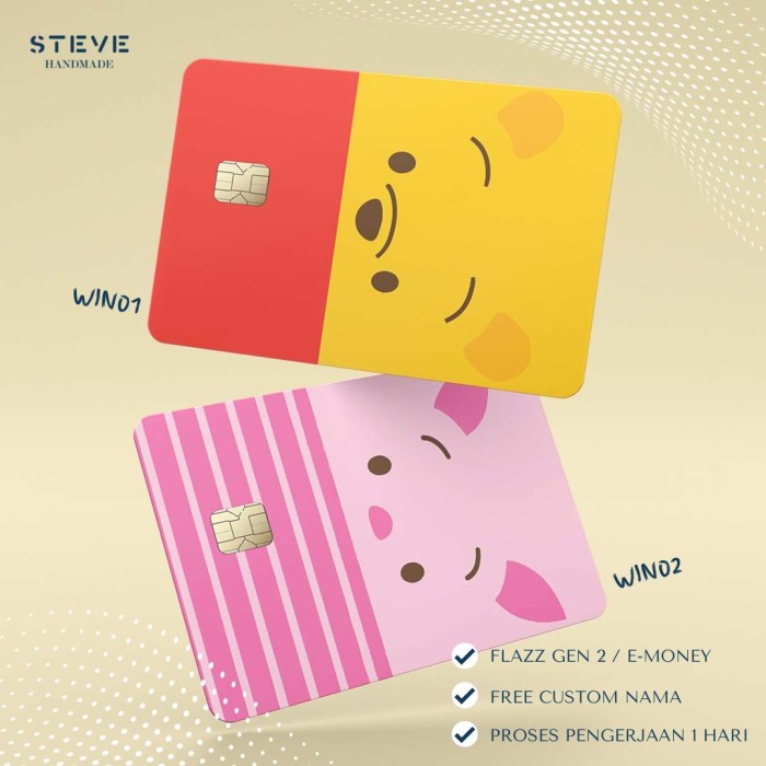 Flazz Gen 2 BCA Emoney Mandiri Winnie The Pooh 01-10 Custom Nama