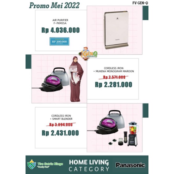 PANASONIC SETRIKA UAP TANPA KABEL Cordless Iron + Mukena Devana Maroon