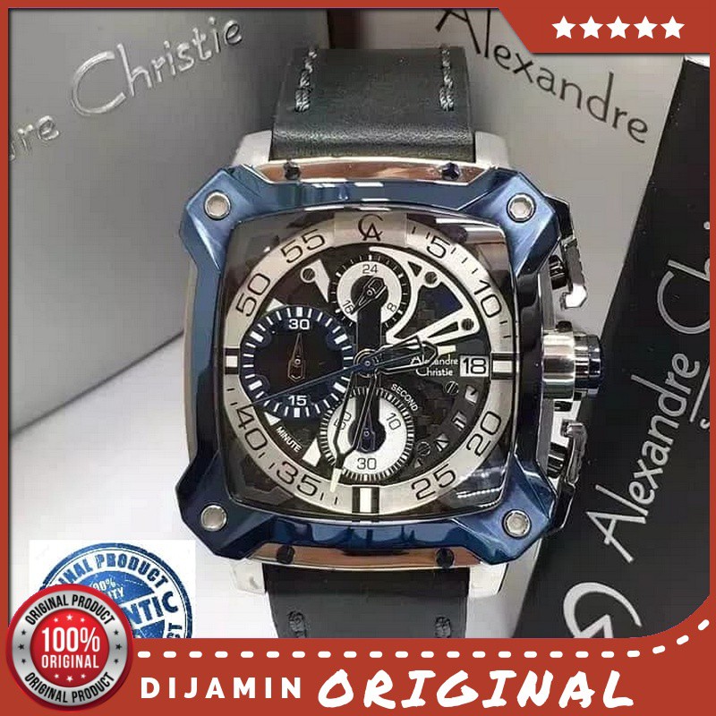 Alexandre Christie Ac3038 Ac3038 Silver Blue Biru Man Jam Tangan Asli Original Ori