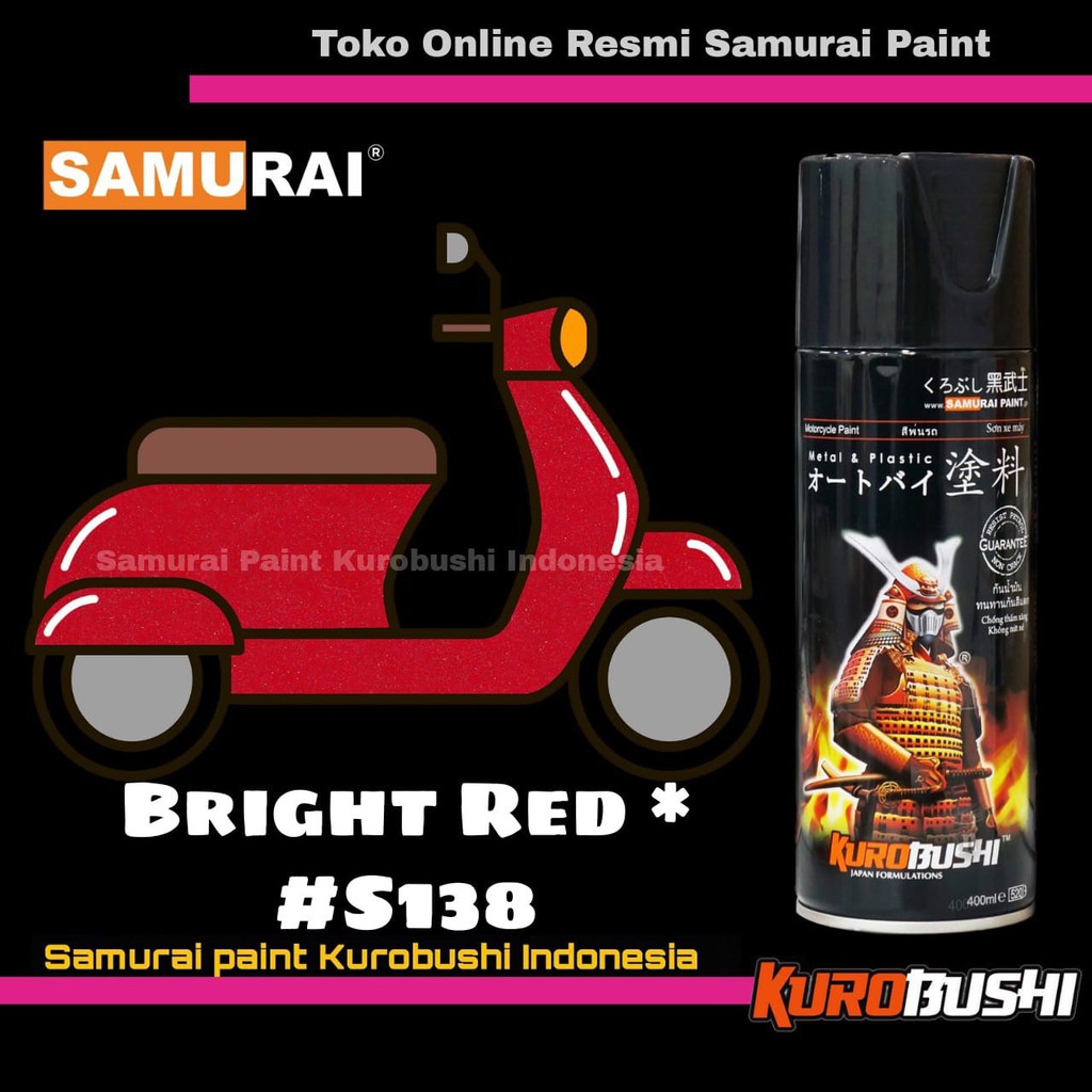 Samurai Paint BRIGHT RED S138 Warna Merah Candy Suzuki Cat Semprot Aerosol Samurai