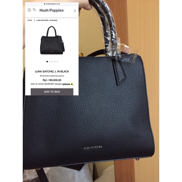 [READY+ORI STORE] TAS HUSH PUPPIES LUNA SATCHEL BAG IN BLACK SIZE L