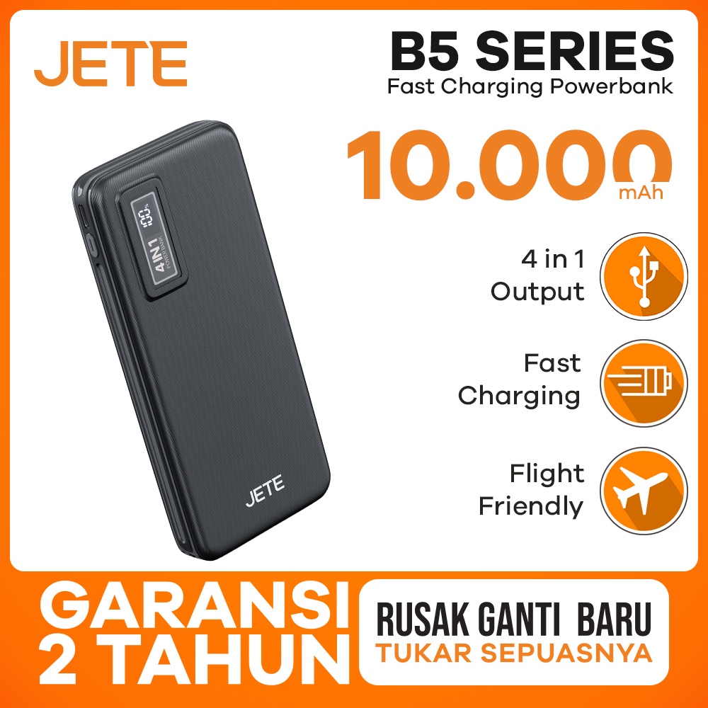 Power Bank 20000 MaH Powerbank with Built In Cable 22,5W JETE B5 - Garansi 2 Tahun