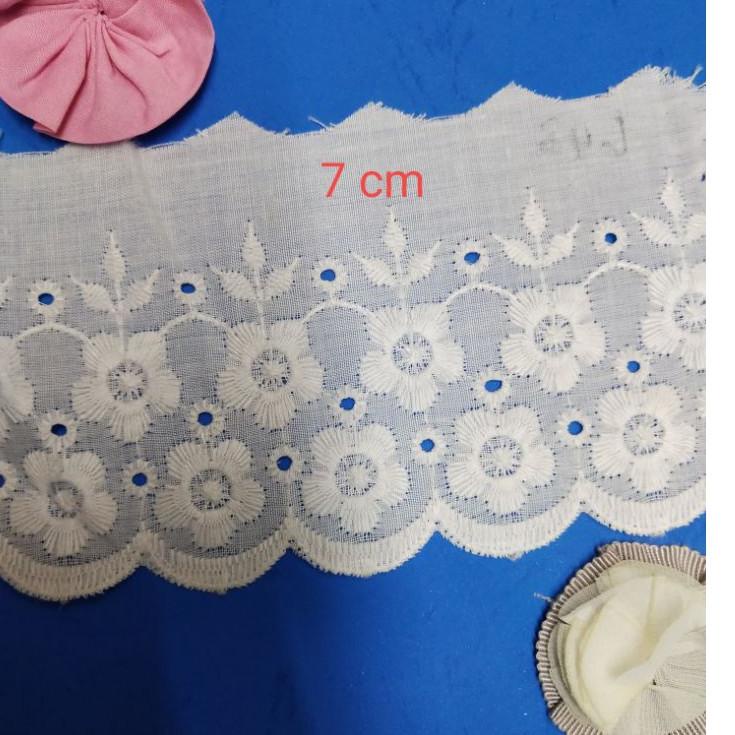 ➮ Renda katun bunga tabur bordir katun renda kain renda mukena renda baju fashion renda bordir ▲