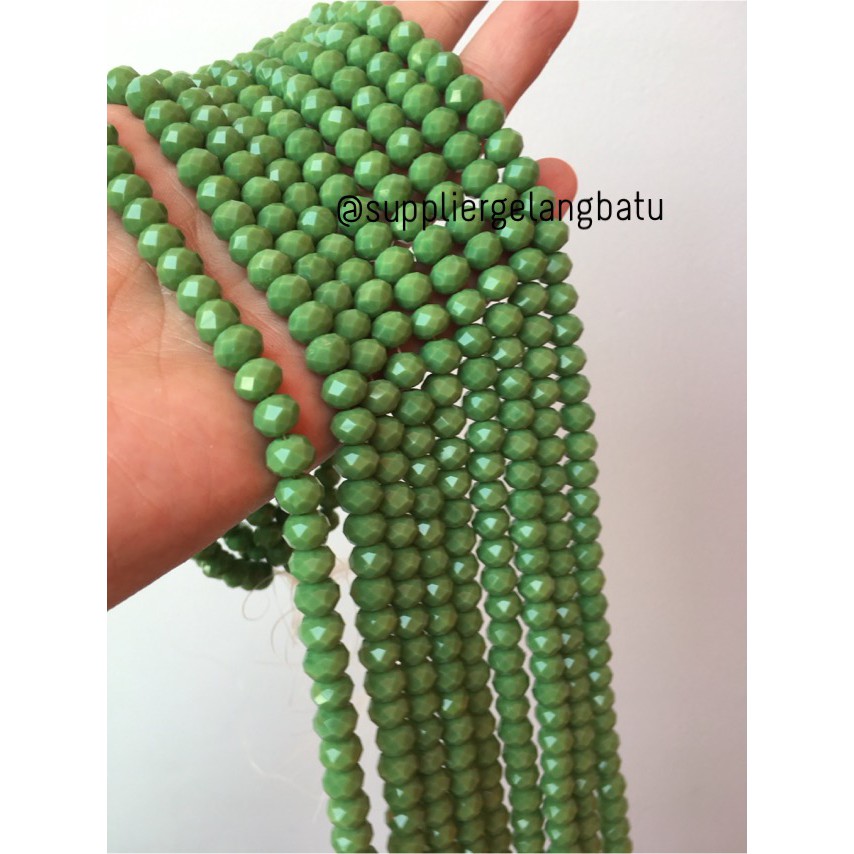 Crystal Ceko Doff 8mm HIJAU GREEN Aksesori Beads Manik Donat Rondelle Top Aksesoris supplier grosir