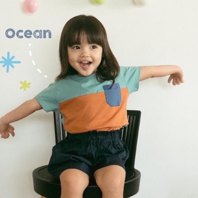 Baju Kaos Bayi Atasan Anak Palmerhaus Pocket Tee Tricolor 1-6 Tahun