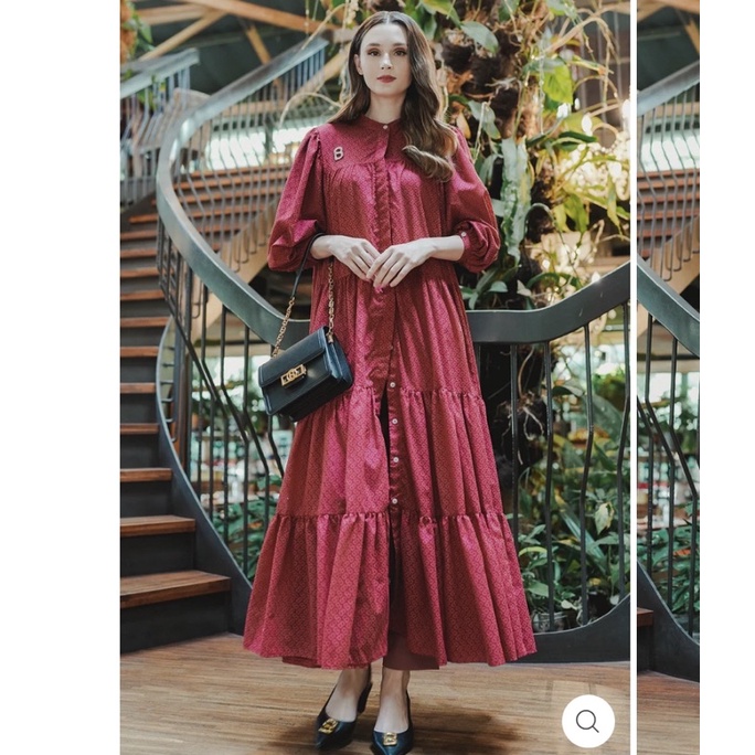 [TITIPAN] Tapis Tiered Maxi Dress - Red Benang Jarum