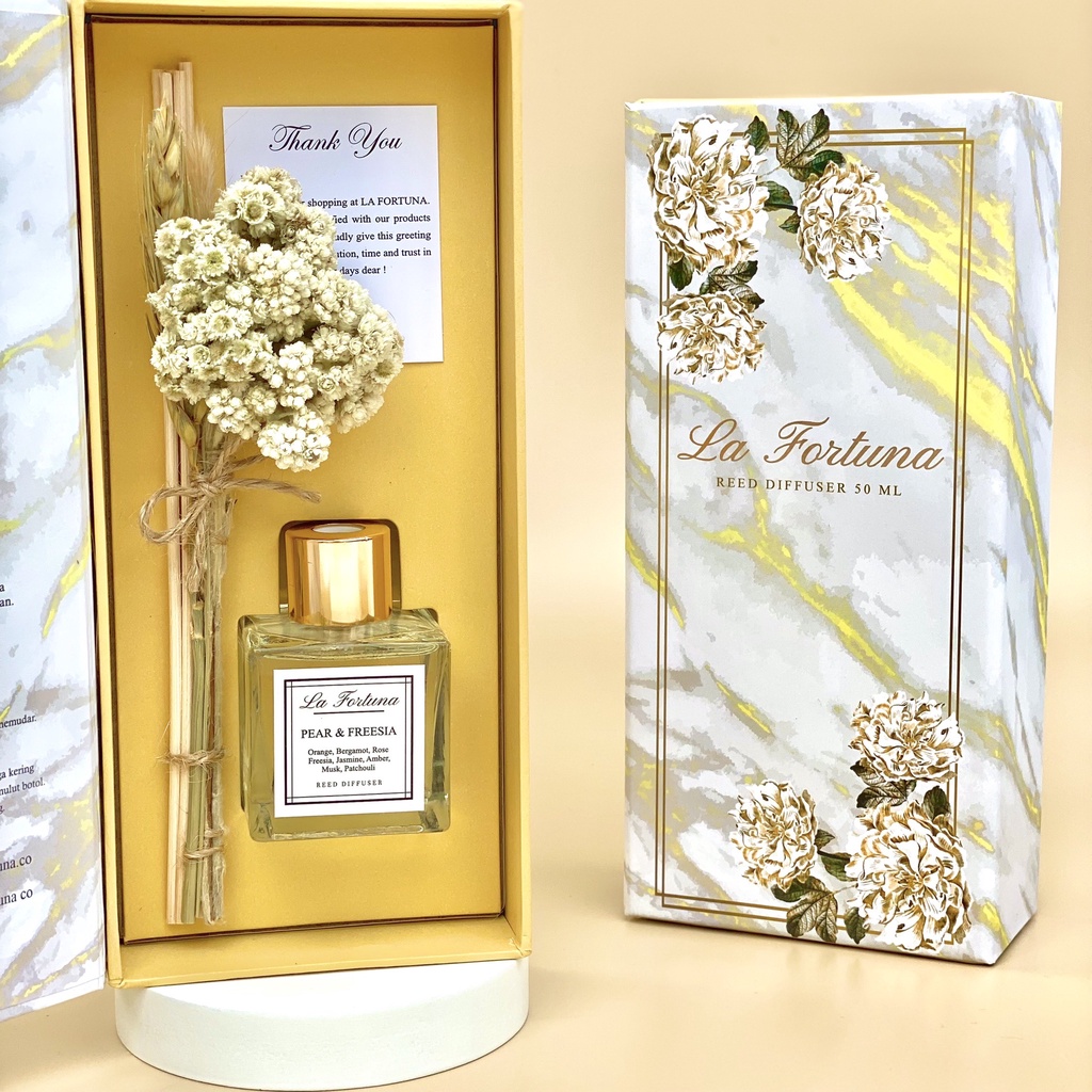 LA FORTUNA - REED DIFFUSER AROMATHERAPHY 50ml PREMIUM HARDBOX| PEWANGI PENGHARUM RUANGAN | PEWANGI AROMATERAPI