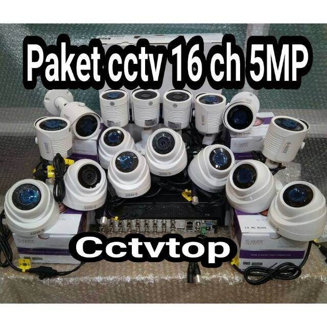 paket cctv 16 ch glenz 5mp full hd 2560p + hdd 2 tb lengkap tinggal pasang