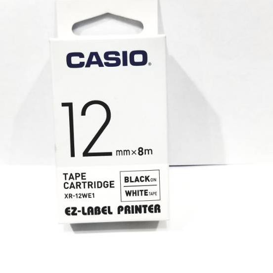 

➶ Original casio ez-label 12mm 12 mm black on white tape xr'12we1 utk casio label printer ●