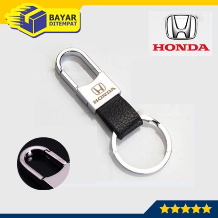 Gantungan Kunci HONDA H KULIT Sepeda Motor Mobil Gantung Besi Metal Alloy Keychain Leather