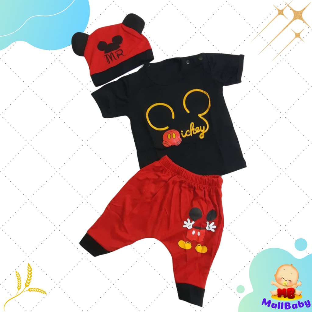 Setelan Baju Bayi Laki Laki 1 Tahun Murah Adem Mickey