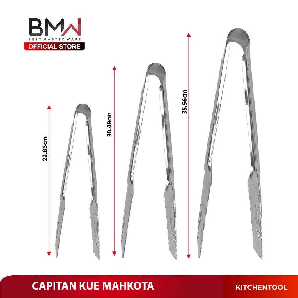 EXTRA TEBAL BMW Kitchen Ware - Capitan Gorengan/Jepitan Makanan Kue Roti Motif Mahkota Stainless Steel MOTIP