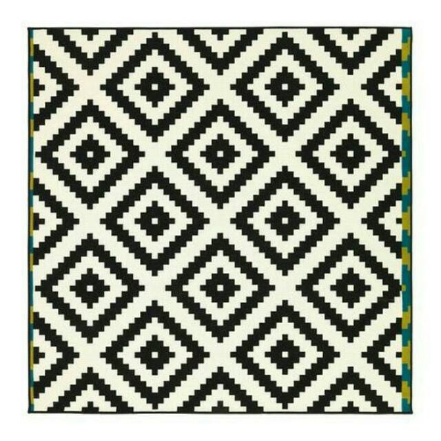 IKEA Lappljung Ruta Karpet Bulu Tipis 200x300cm Hitam Putih