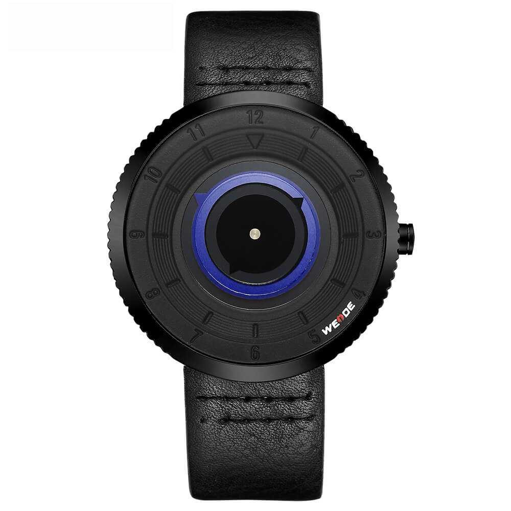 Jam Tangan Pria Weide WD006 Analog Hitam Kulit Waterproof Original