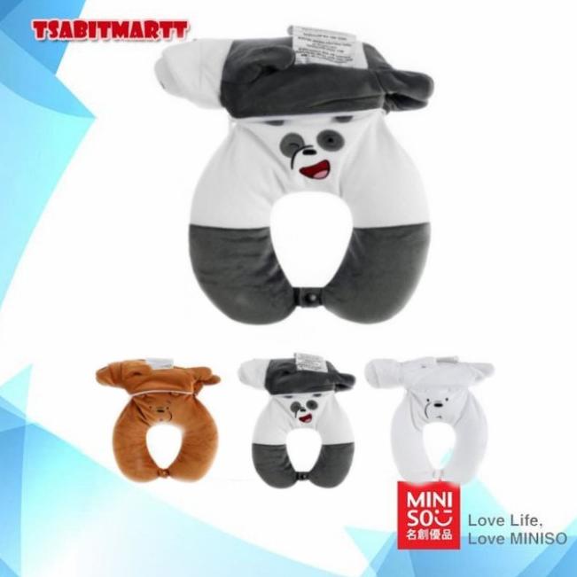 Miniso We Bare Bears U-Pillow 2 in 1 Boneka Bantal Leher Lucu