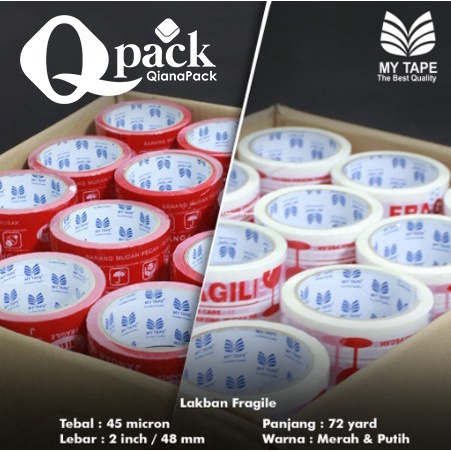

LAKBAN FRAGILE MERAH 48 x 72 Yard-Merk MYTAPE