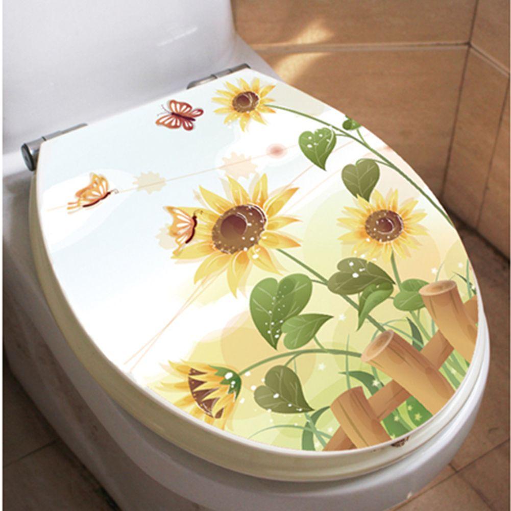 R-flower Sunflower Toilet Stiker Mural Art Decals Mural Stiker Tile Toilet Kamar Mandi Tk Stiker Hias Stiker Dinding