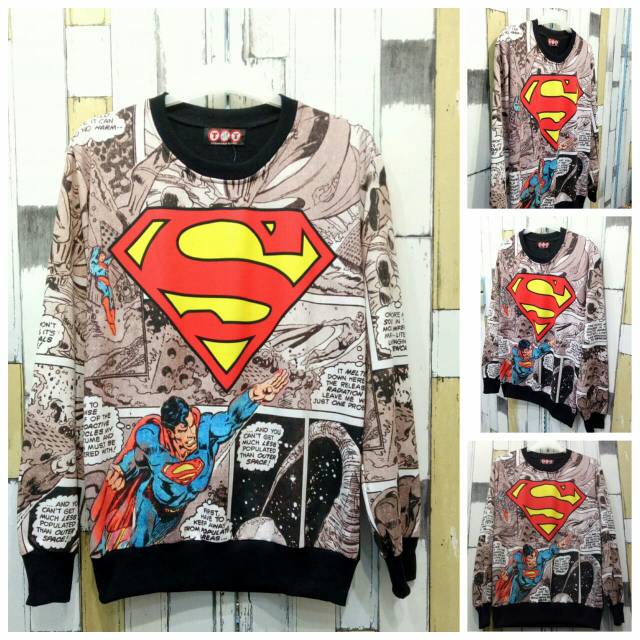 BISA COD / BIG SIZE ADA / Jaket sweater pria / sweater motif / crewneck marvel / superman