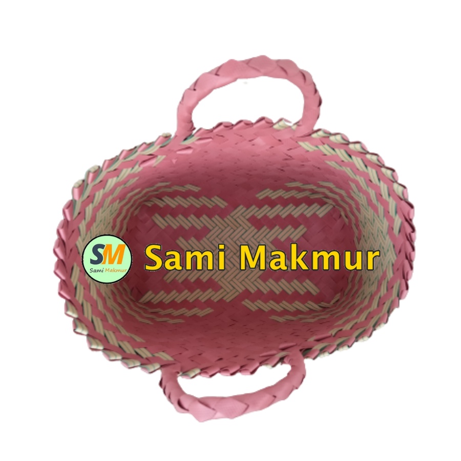 Tas Anyaman Plastik Tas Hampers Souvenir Parcel Bingkisan Hantaran Lurik Kecil Handle 1 Muat Kotak Snack Toples Roti Kue